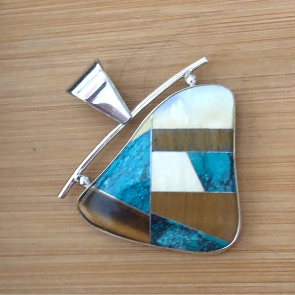 $94 Estate Jay King Drop Pendant  Sterling Silver  Marked DRT 925 China - Picture 4 of 8